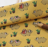 Animal) Camel Cactus Patterned Fabric, Cute, Kids, Sewing, Quilt made in Korea by Half Yard