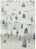 Winter Forest Tree Fox patterned Fabric made in Korea by the Half Yard / 45 X 140cm 18" X 56", Cotton Linen