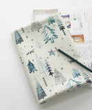 Winter Forest Tree Fox patterned Fabric made in Korea by the Half Yard / 45 X 140cm 18" X 56", Cotton Linen