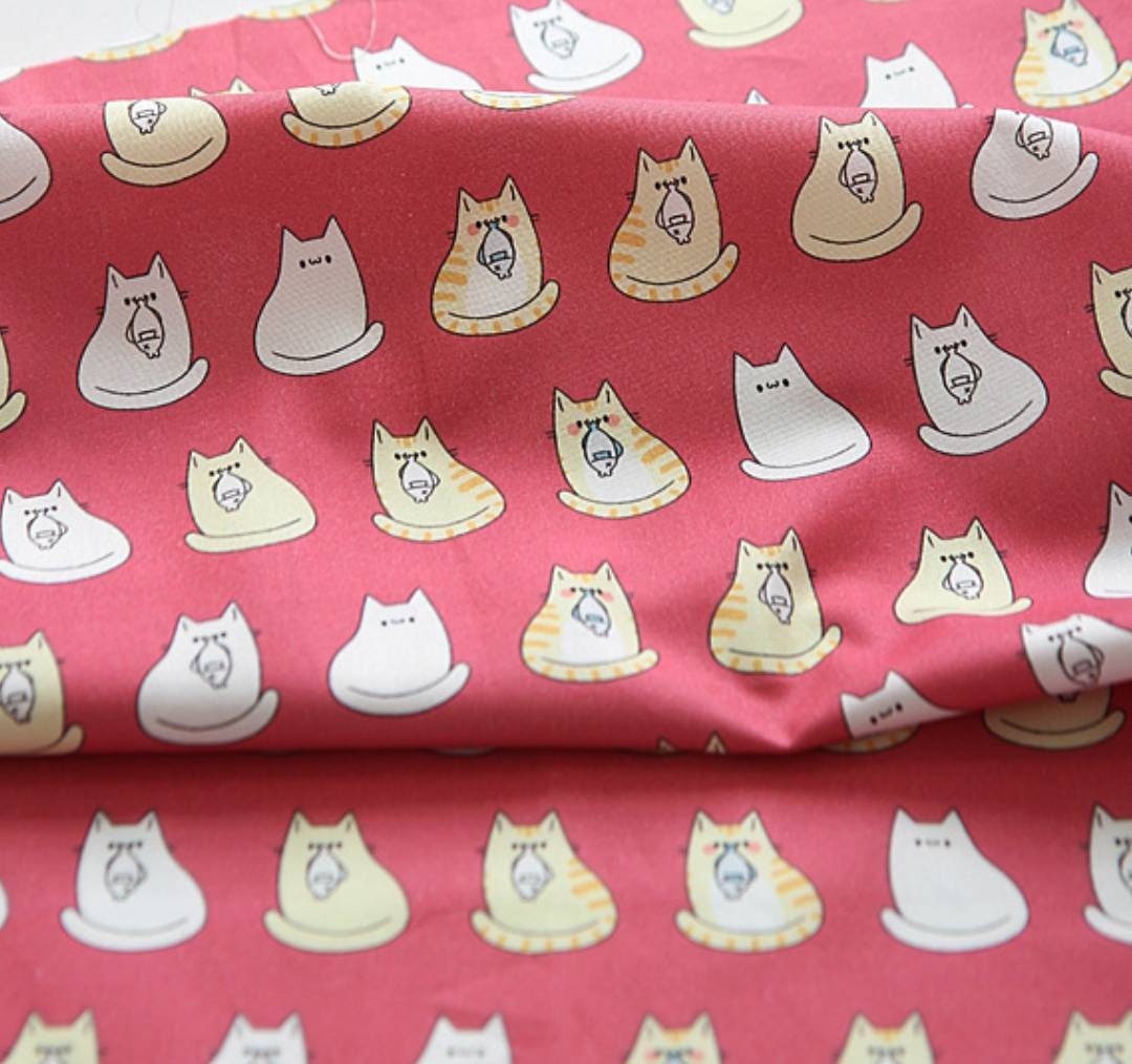 Cat Kitten Kitty printed Fabric,  made in Korea by Half Yard