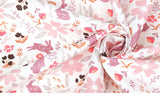 Meadow Flowers Rabbit Bunny Patterned Fabric made in Korea by Half Yard Digital Textile Printing