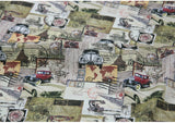 Vintage Antique Car Telephone Fabric made in Korea by the Half Yard