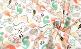 Kawaii Dinosaur Friends Fabric made in Korea by Half Yard