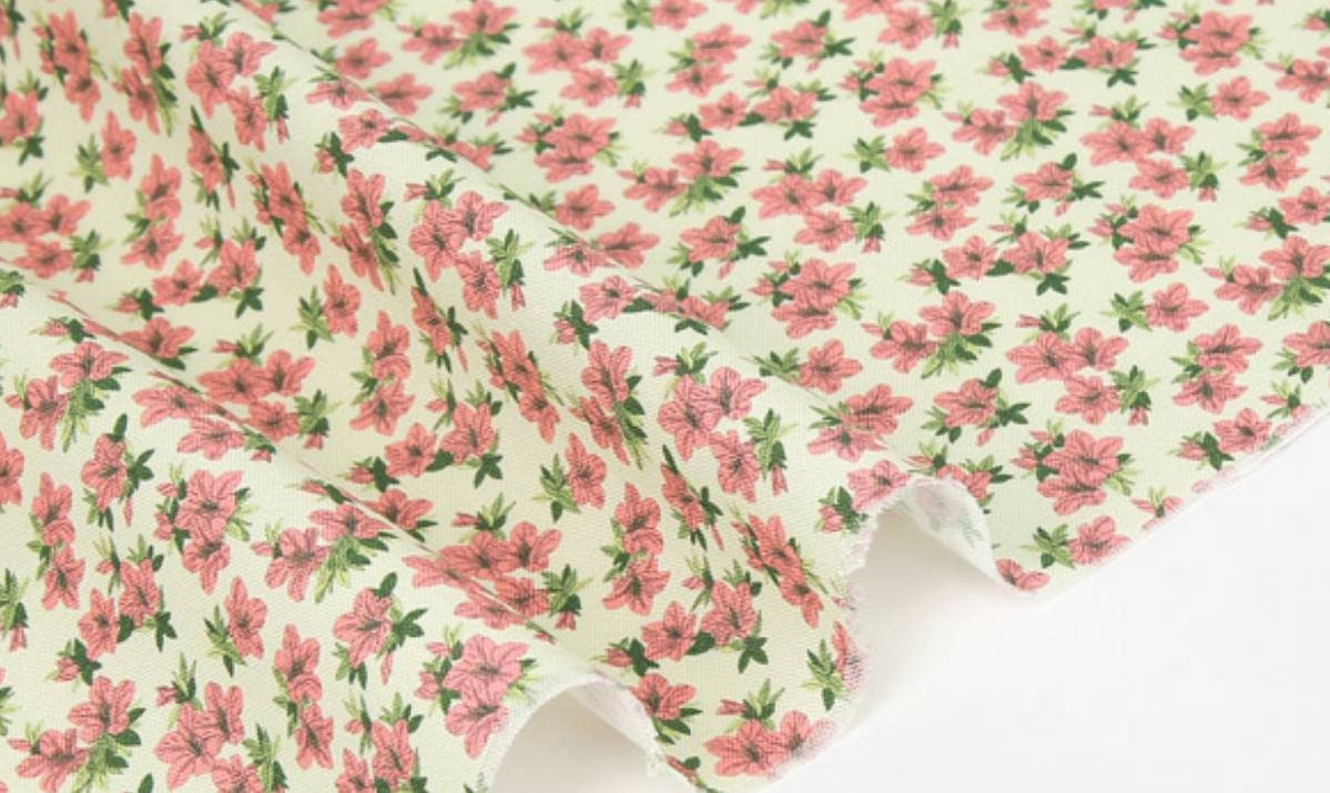 Azalea Flowers Floral Patterned Fabric made in Korea by the Half Yard