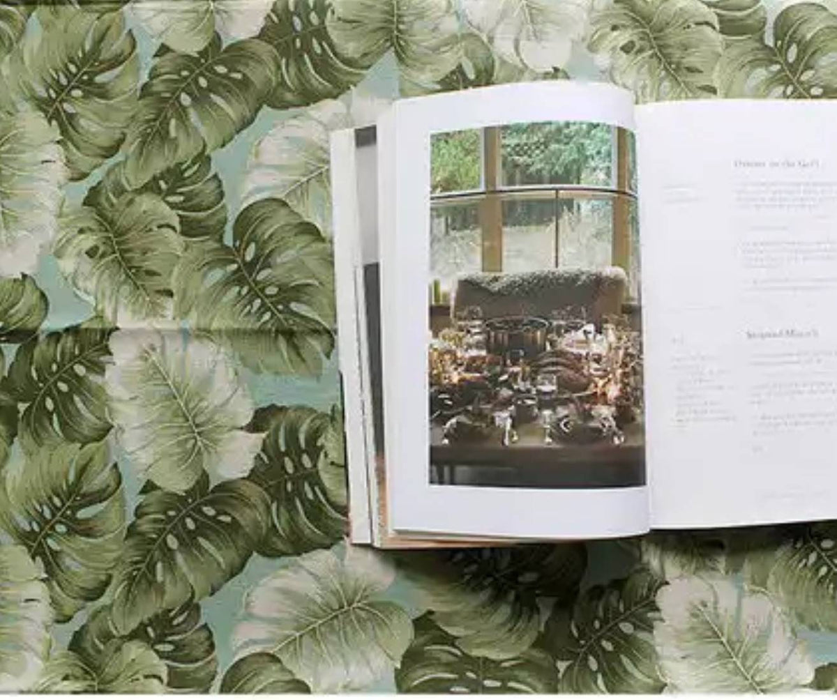 Monstera patterned Fabric made in Korea by the Half Yard 45 x 140cm 18" x 55", Cotton Linen