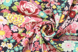 Retro Vintage Floral Flowers Fabric made in Korea by the Half Yard