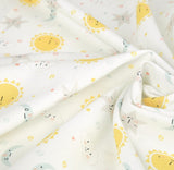 Cloud Star Sun Kids Patterned Fabric made in Korea by the Half Yard