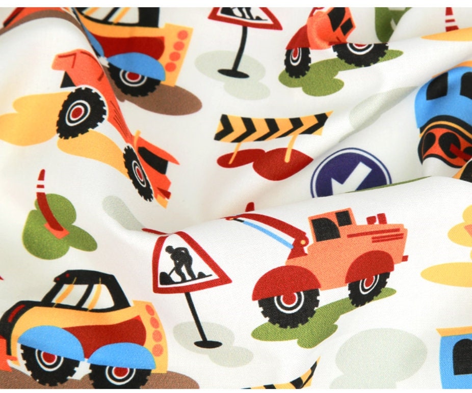 Construction Vehicles Heavy Equipment Fabric made in Korea by the Half Yard