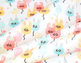 Balloon Rabbit Bunnies Patterned Fabric made in Korea by the Half Yard