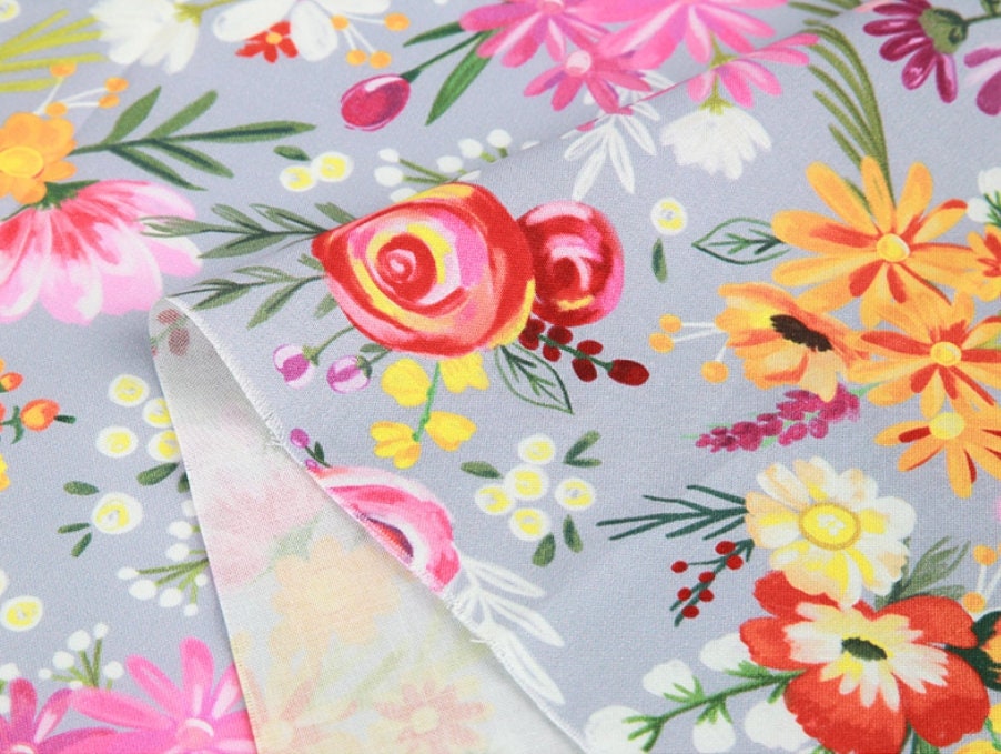 Flowers Floral Patterned Fabric made in Korea by the Half Yard