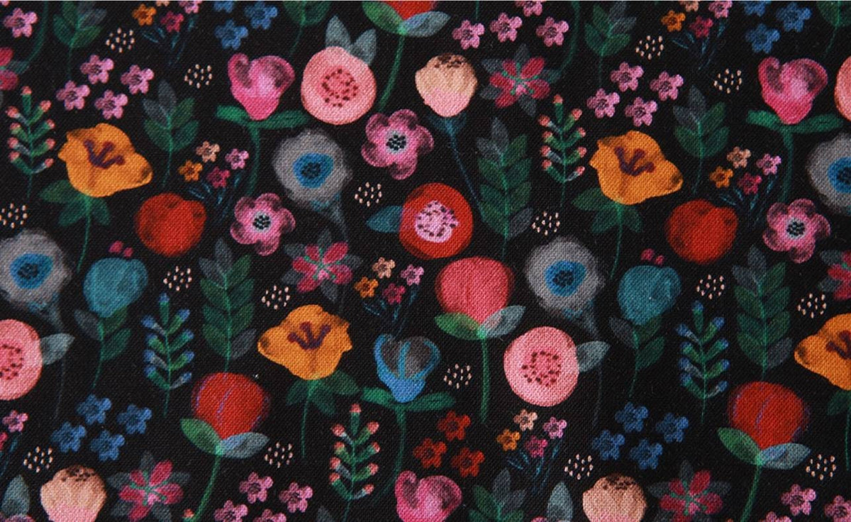 Blooming Garden Flowers Fabric made in Korea by Half Yard