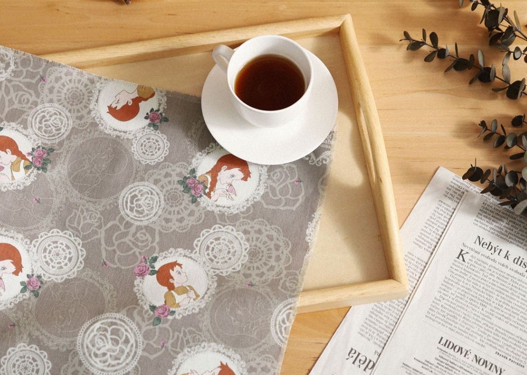 Anne of Green Gables Cotton Linen Fabric, Anne Shirley Fabric, Diana Barry, Needle lace Fabric made in Korea by the Half Yard