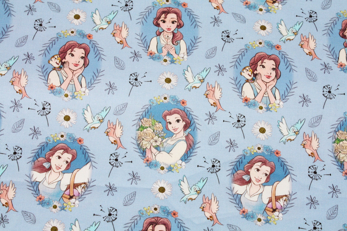 Disney Princess Belle Birds Fabric printed in Korea by the Half Yard