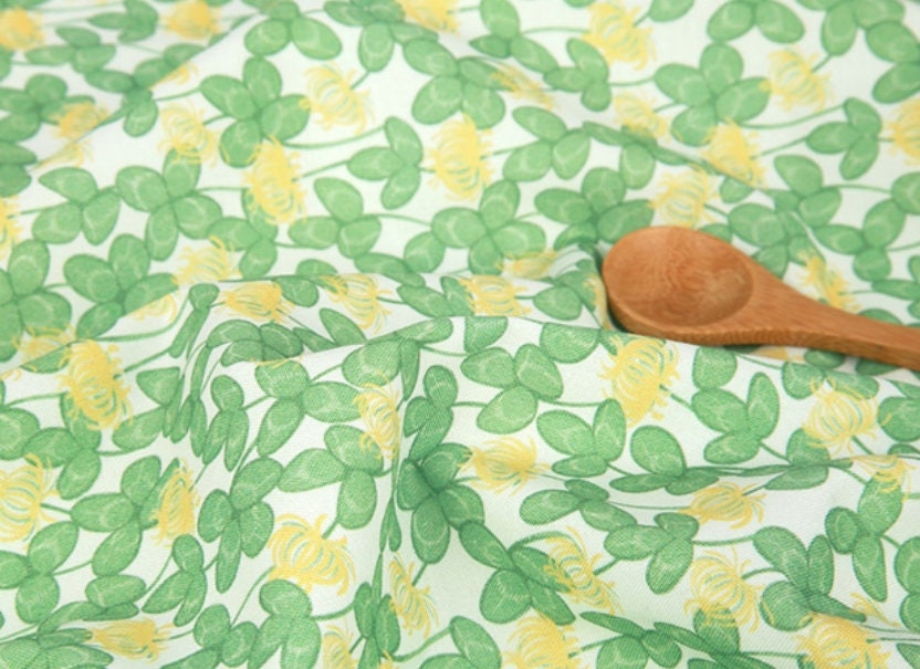 Four Leaf Clover Flowers  Patterned Fabric made in Korea by the Half Yard