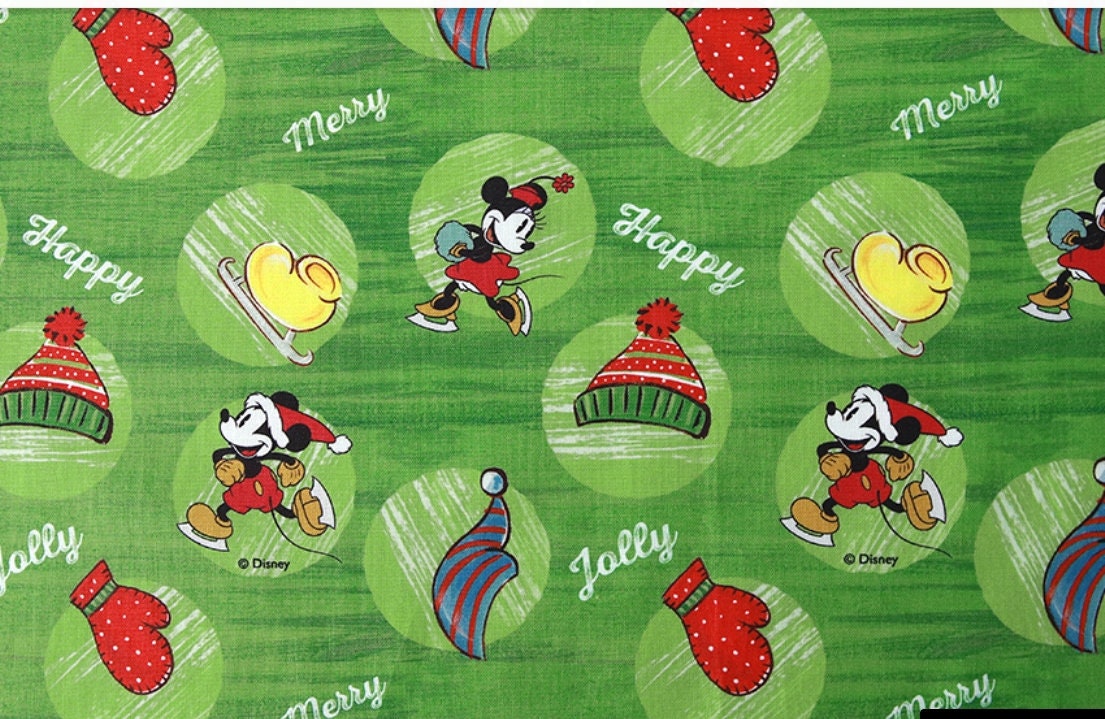 Christmas Disney Mickey Mouse Minnie Mouse Fabric made in Korea by the Half Yard