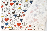 Heart Anchor Compass Diamond Patterned Fabric made in Korea by Half Yard Digital Textile Printing