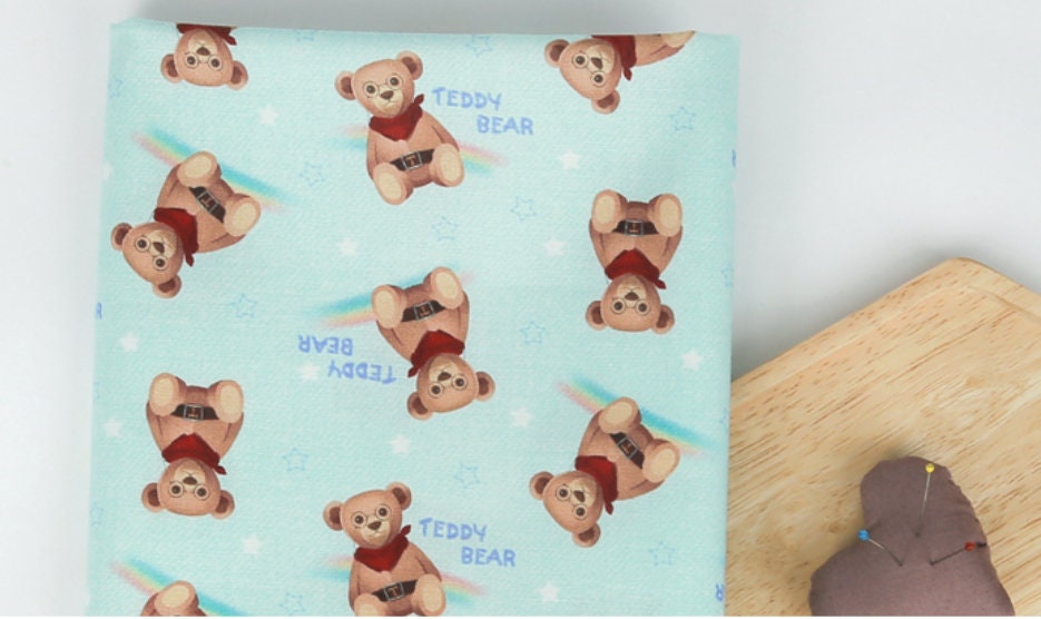 Teddy Bear Patterned Fabric made in Korea by the Half Yard