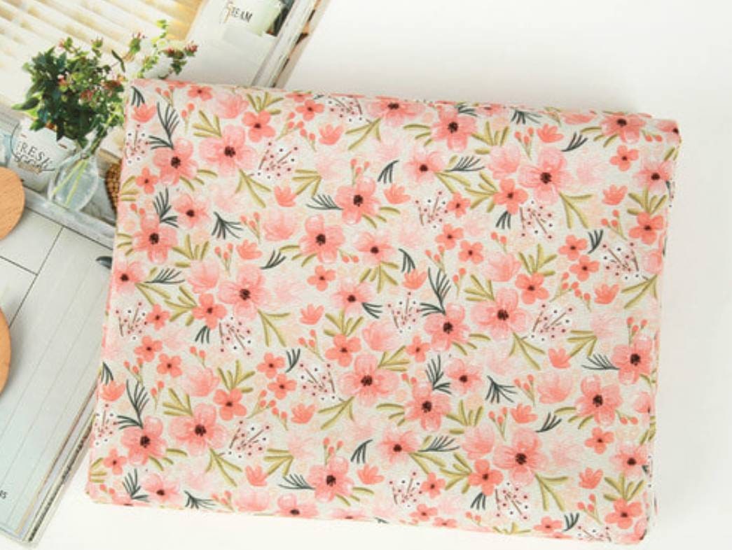 Bubble Flower patterned Fabric, Floral Fabric made in Korea by the Half Yard