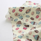 Ice Cream Corn Macaron Muffin  Patterned Fabric, Cute, Kids, Sewing, Quilt made in Korea by Half Yard  DTP(Digital Textile Printing) Method