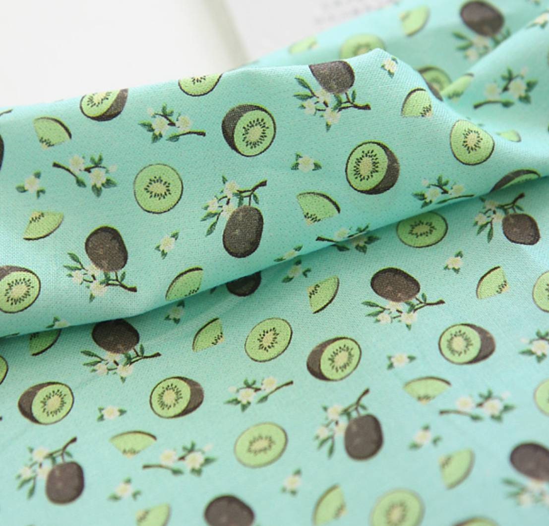 Kiwi patterned Fabric made in Korea by the Half Yard Digital Textile Printing Method