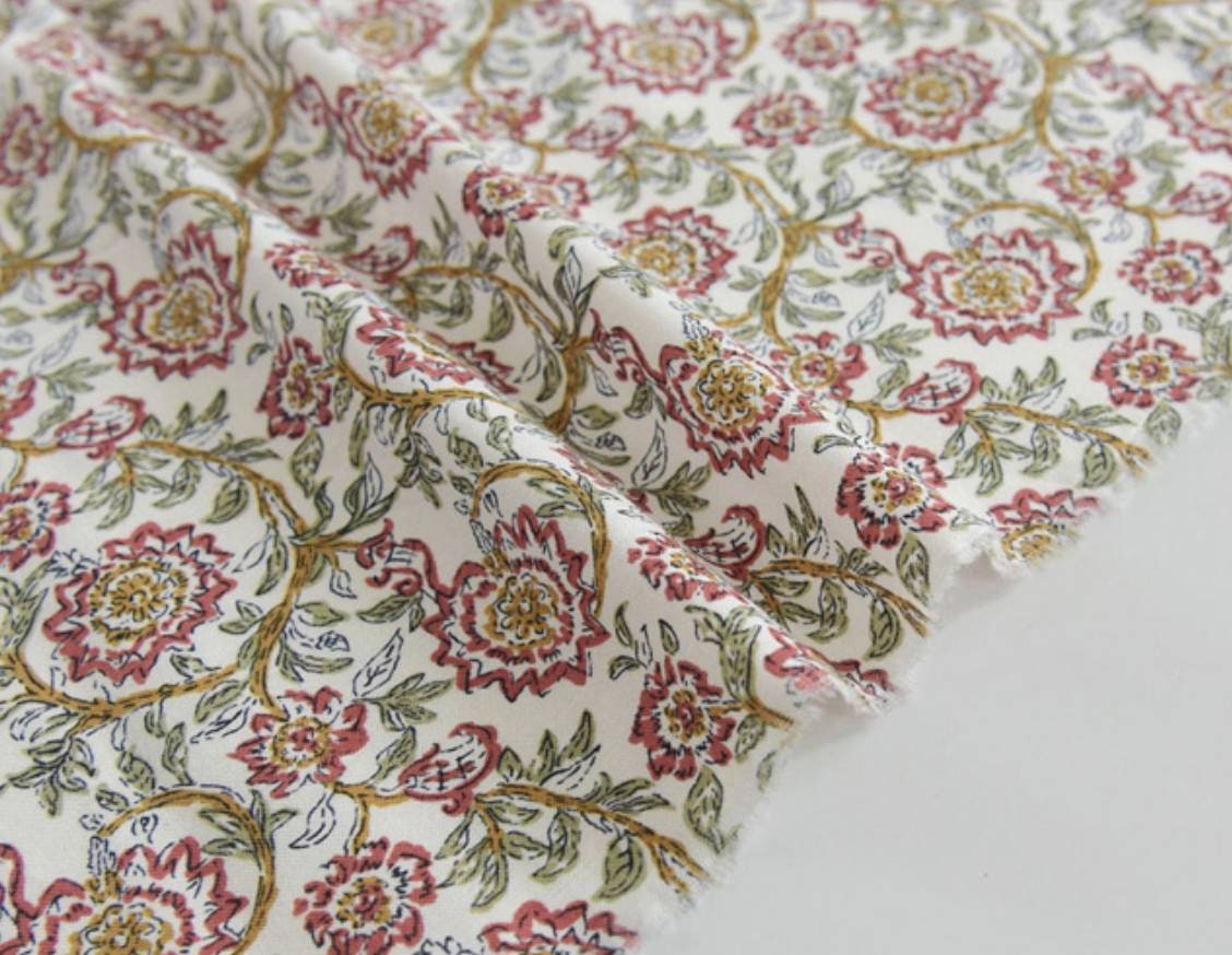 Ikat Flower patterned Fabric made in Korea by Half Yard