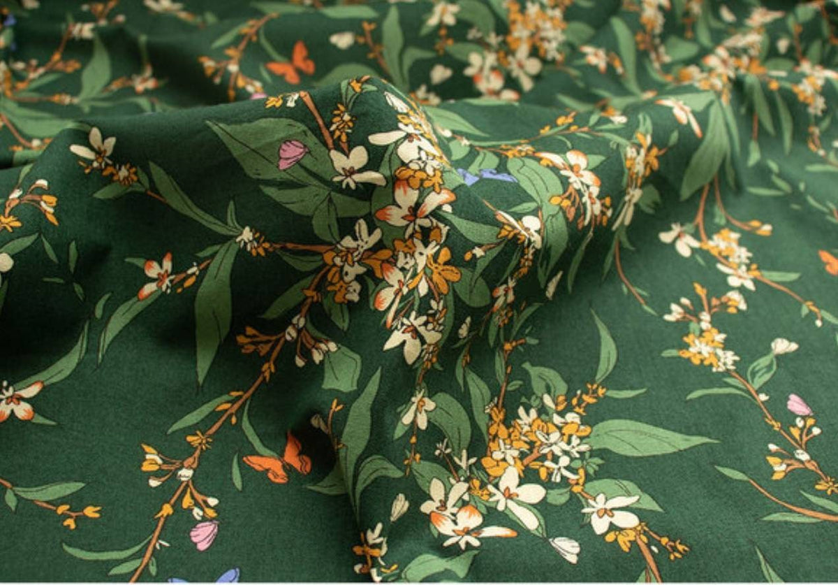 Sweet Osmanthus Flower patterned Fabric made in Korea by the Half Yard