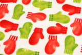 Flannel Snow Bird Mittens Christmas by Barb Tourtillote for Henry Glass Fabrics by the Half Yard