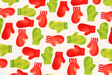 Flannel Snow Bird Mittens Christmas by Barb Tourtillote for Henry Glass Fabrics by the Half Yard