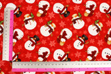 Flannel Gnomies Snowman Christmas Winter Fabric by Shelly Comiskey for Henry Glass Fabrics by the Half Yard