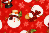 Flannel Gnomies Snowman Christmas Winter Fabric by Shelly Comiskey for Henry Glass Fabrics by the Half Yard