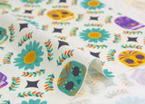 Flowers Skull printed Fabric made in Korea / Half Yard