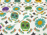 Flowers Skull printed Fabric made in Korea / Half Yard