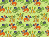 Kawaii Dragon Patterned Fabric, Cute, Kids, Sewing, Quilt made in Korea by Half Yard