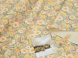 Flowers Floral ptatterned Fabric made in Korea by Half Yard / 45 X 150cm 18" X 57.5", Cotton Linen