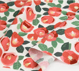 Camellia Flowers Patterned Fabric made in Korea by Half Yard