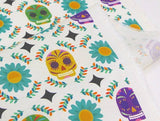 Flowers Skull printed Fabric made in Korea / Half Yard