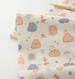 Cat Kitten Patterned Fabric made in Korea by Half Yard Digital Textile Printing