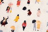 People with Umbrellas In the Rain Fabric printed in Korea by the Half Yard