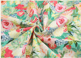 Rose Flowers Floral Garden Patterned Fabric made in Korea by the Half Yard