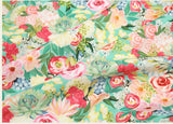 Rose Flowers Floral Garden Patterned Fabric made in Korea by the Half Yard