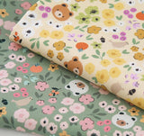 Floral Bear Face Fabric made in Korea by the Half Yard