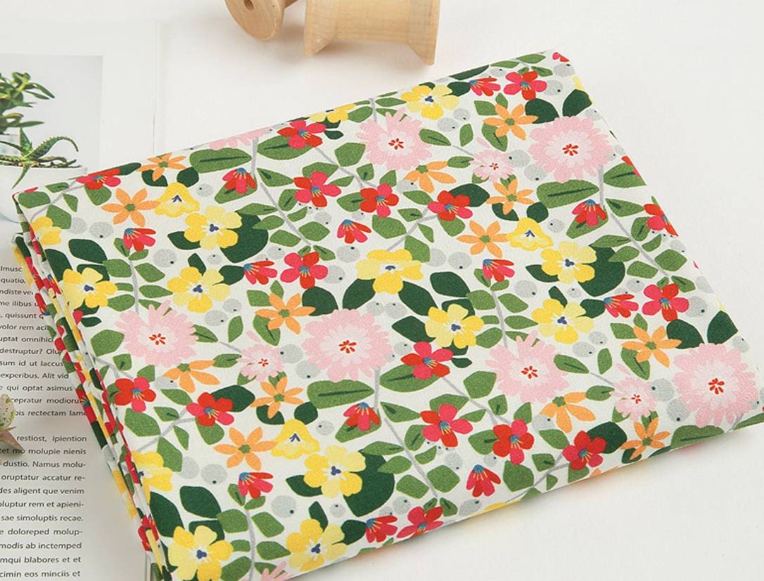 Flowers Floral Patterned Fabric made in Korea by the Half Yard