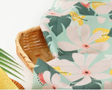 Tropical Flowers Leaves Patterned Fabric made in Korea by the Half Yard