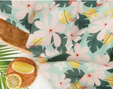 Tropical Flowers Leaves Patterned Fabric made in Korea by the Half Yard