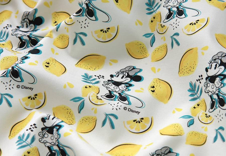 Disney Minnie Fruits Lemon Orange Banana Cotton Antibiosis Fabric printed in Korea by the Half Yard