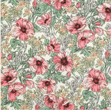 Elatior Begonia Flower patterned Fabric made in Korea by Half Yard