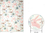 Meadow Flowers Rabbit Bunny Patterned Fabric made in Korea by Half Yard Digital Textile Printing