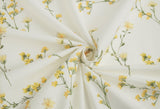 Yellow Floral patterned Fabric, Flowers Fabric made in Korea by the Half Yard