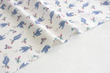 Blue Bird Patterned Fabric, Cute, Kids, Sewing, Quilt made in Korea by Half Yard