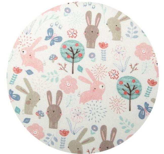 Meadow Flowers Rabbit Bunny Patterned Fabric made in Korea by Half Yard Digital Textile Printing